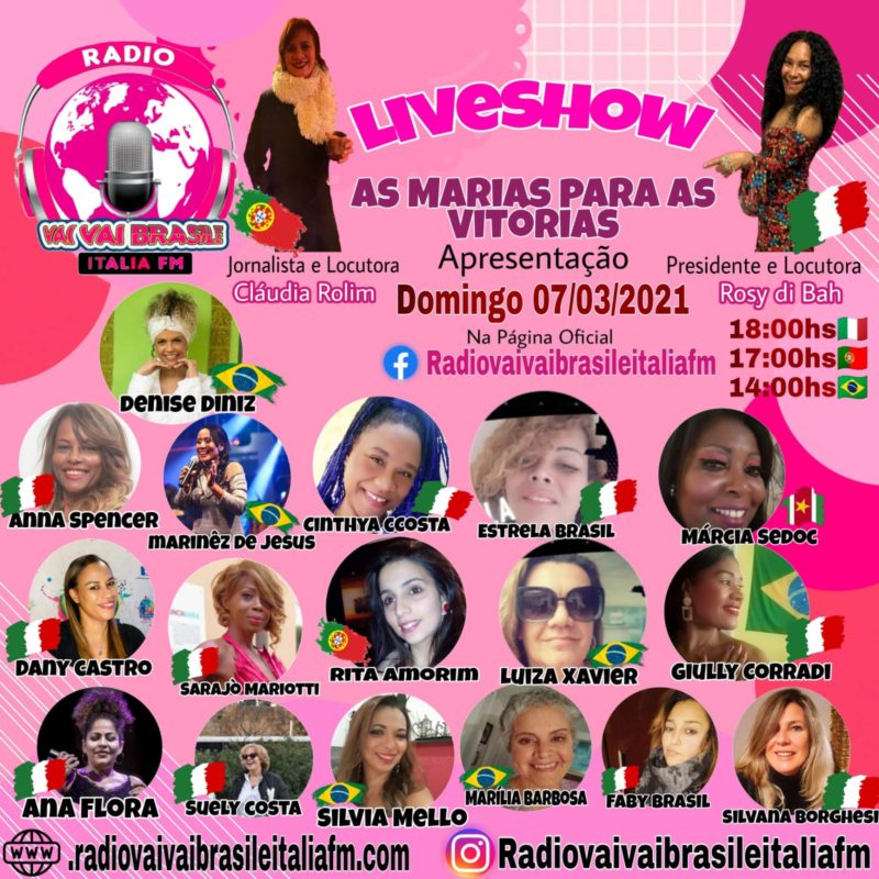 “De Marias as Vitórias”, Primeira Live Show da Rádio Vai Vai Brasile Itália FM, conta com a participação de 36 mulheres !