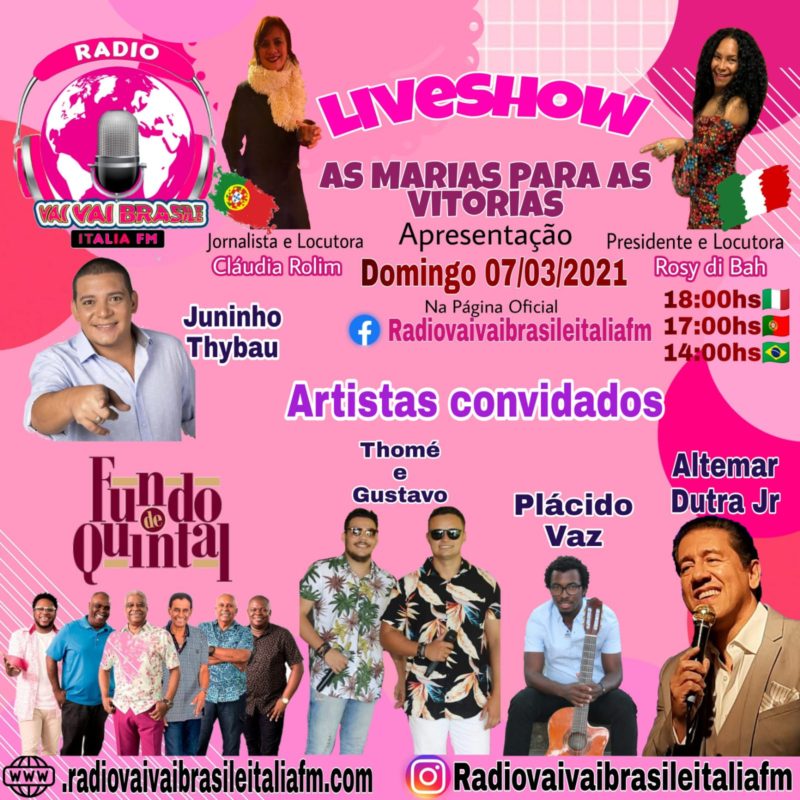 “De Marias as Vitórias”, Primeira Live Show da Rádio Vai Vai Brasile Itália FM, conta com a participação de 36 mulheres !