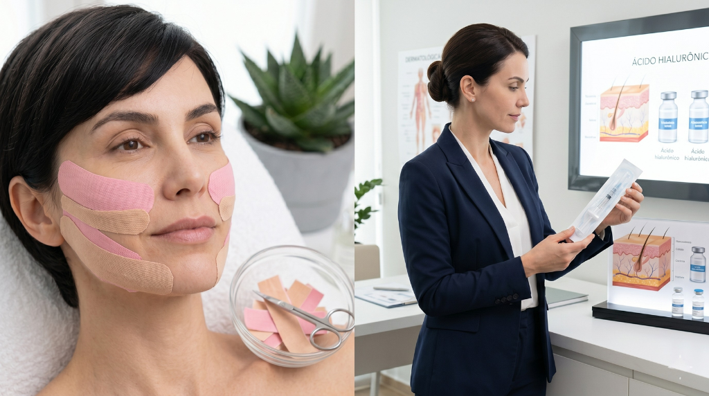 Máscara modeladora e Taping: O que é mito ou verdade nas tendências de beleza? 1 Descubra o que é mito ou verdade nas tendências de beleza da internet. A especialista Melissa Brum explica se máscaras modeladoras e fitas de taping realmente funcionam.